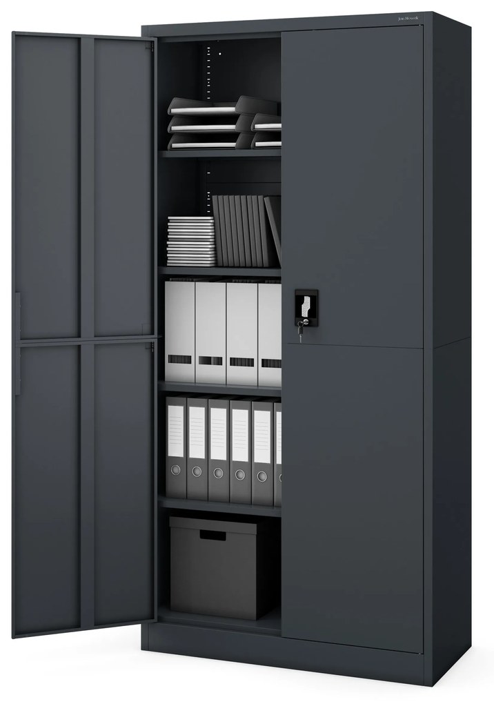 Fém iratszekrény JAN, 900 x 1850 x 400 mm, Smart: antracit