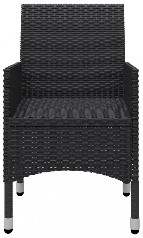 3 részes fekete polyrattan és edzett üveg bisztrószett