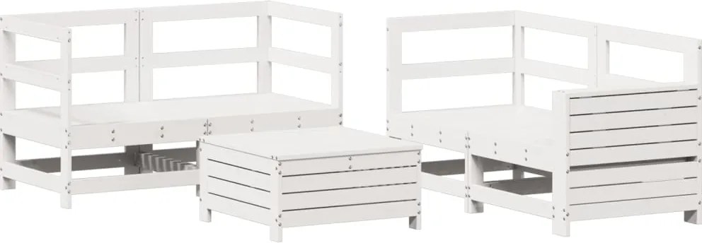 vidaXL 5 részes fehér tömör fenyőfa kerti ülőgarnitúra