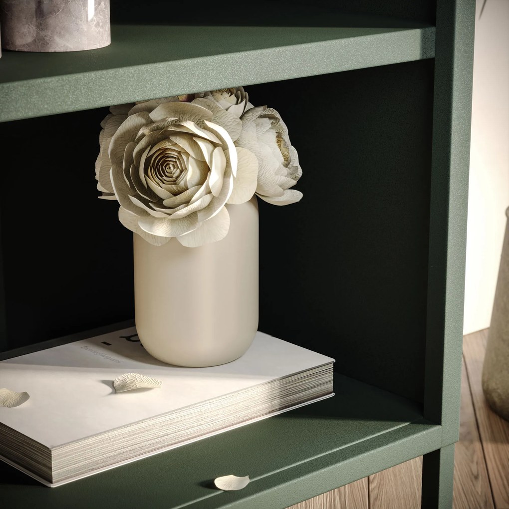 Könyvespolc MARIO, 500 x 1800 x 350 mm, Modern: palack zöld szín