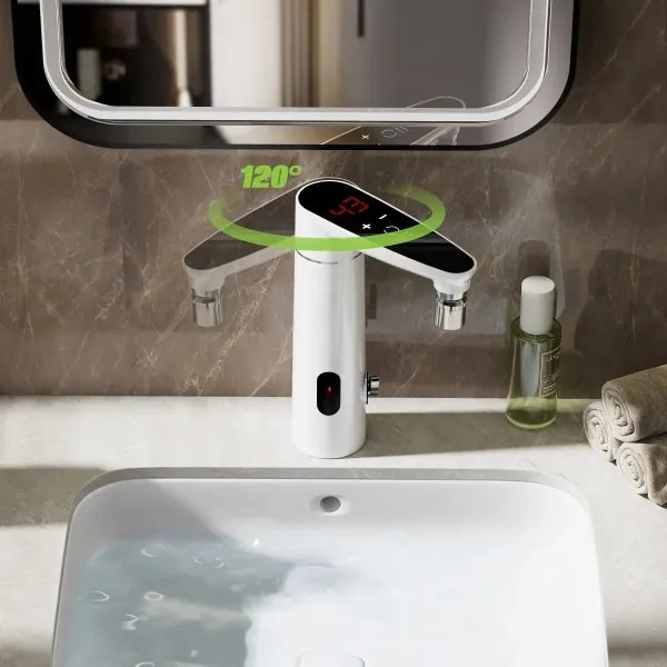 Érintős vízmelegítő LED kijelzővel, 3000W/230V, IPX4, fehér