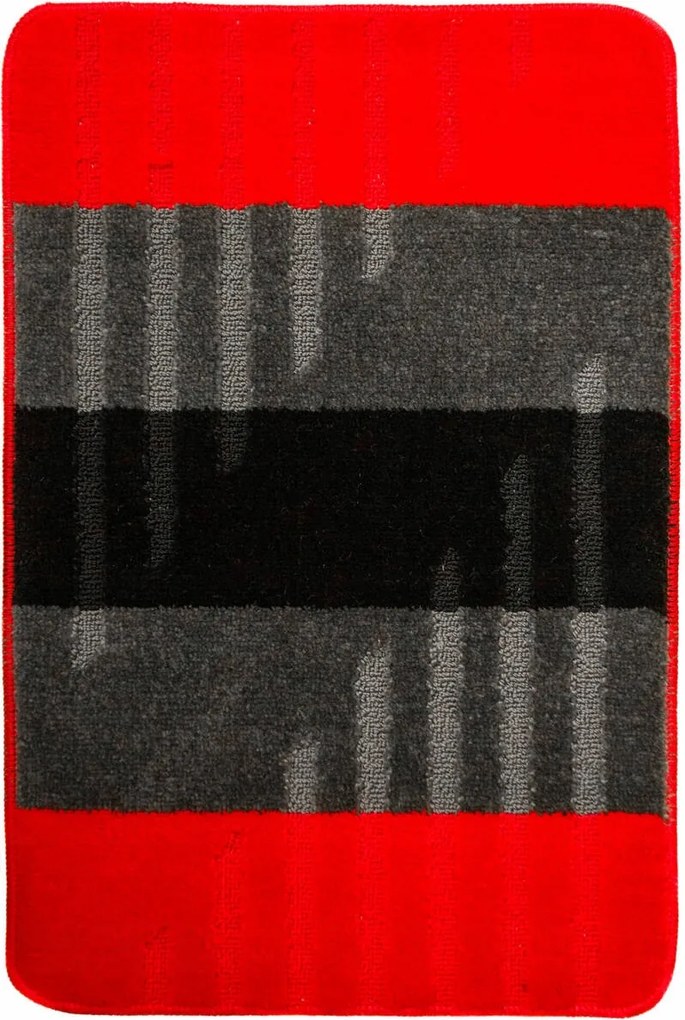 50x80 cm Csúszásgátló Fürdőszobaszőnyeg VIC Csíkos Piros Szürke