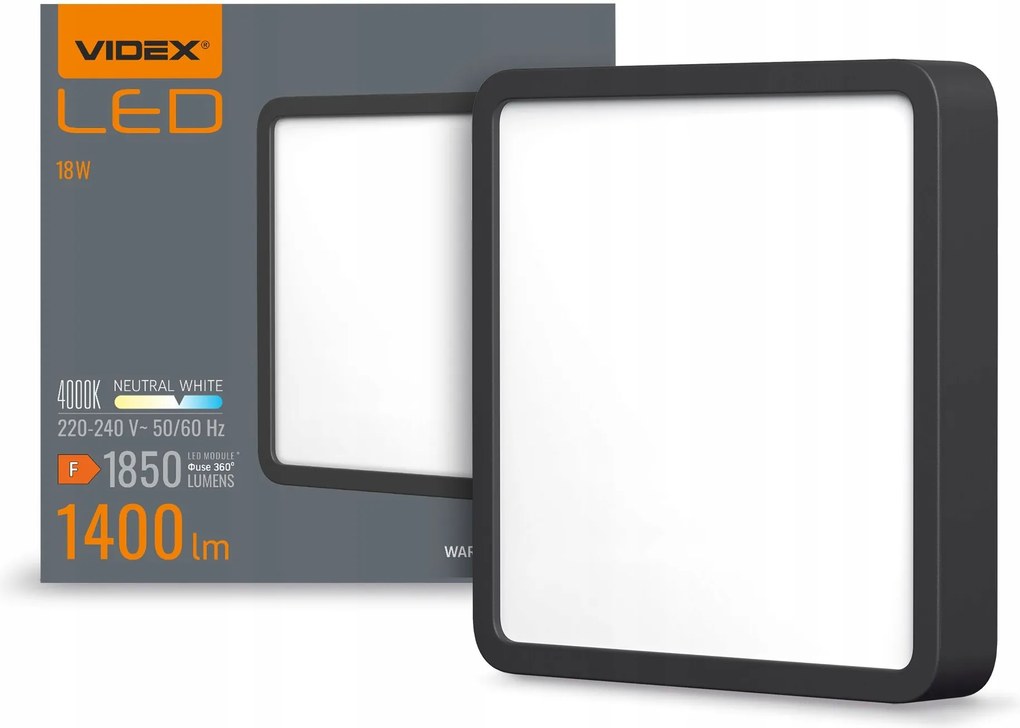 Plafon Led Mennyezeti Lámpa Falra szerelhető 15W 1850lm 4000K Semleges Fekete Videx