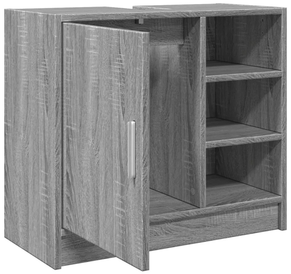 Szürke sonoma színű szerelt fa mosdószekrény 63 x 29 x 55 cm