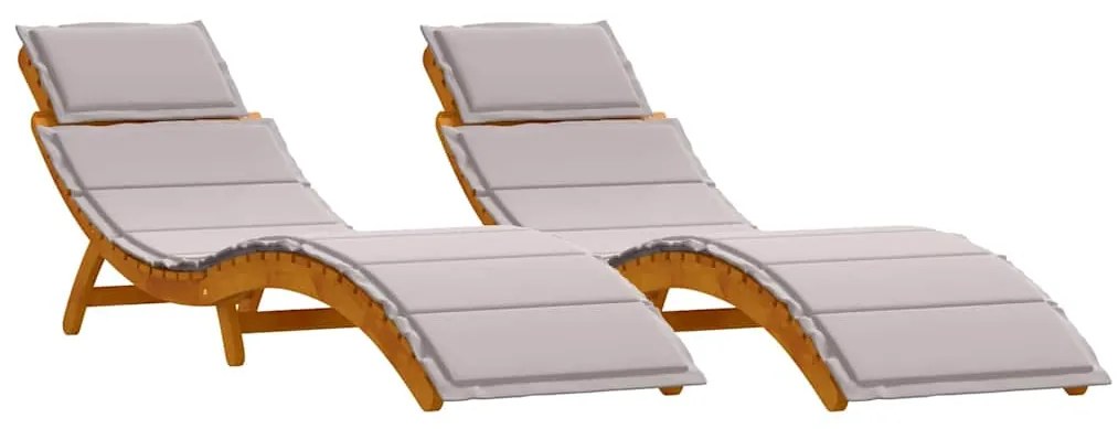 vidaXL Napozóágy párnával 2 pcs Tópszínű Tömör Akácfa