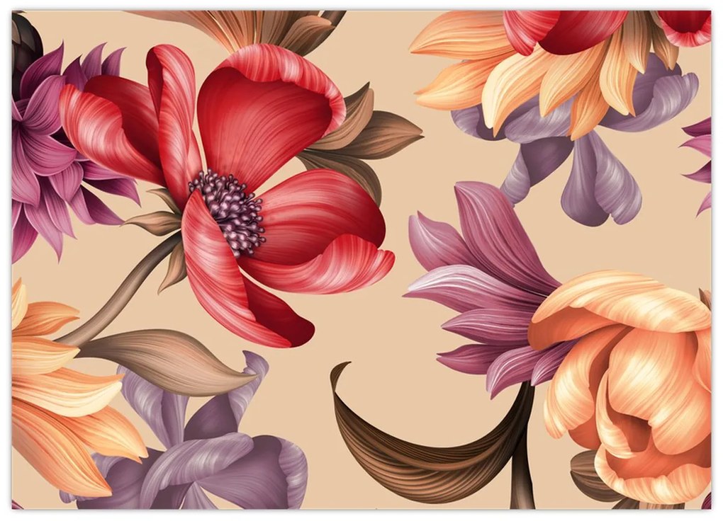 Kép - Vintage virágok (70x50 cm)
