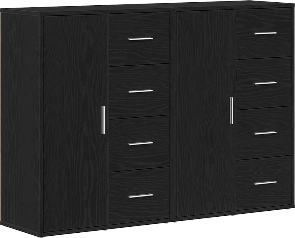 vidaXL Széf fiókkal 2 pcs Fekete tölgy 60 x 31 x 84 cm Faanyag