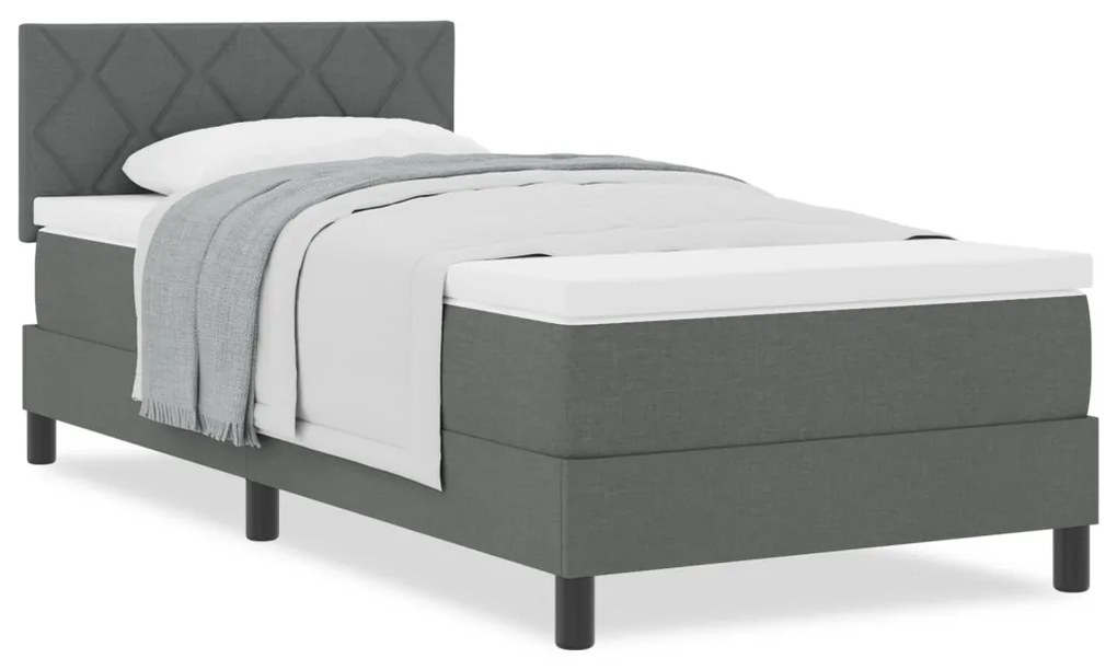 Boxspring Ágy Matraccal Sötét Szürke 100x200 cm Szövet