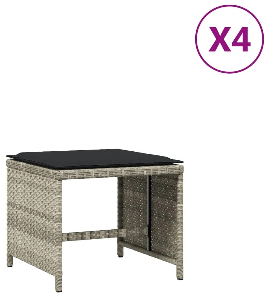 vidaXL 4db világosszürke polyrattan kerti szék párnával 41 x 41 x 36cm