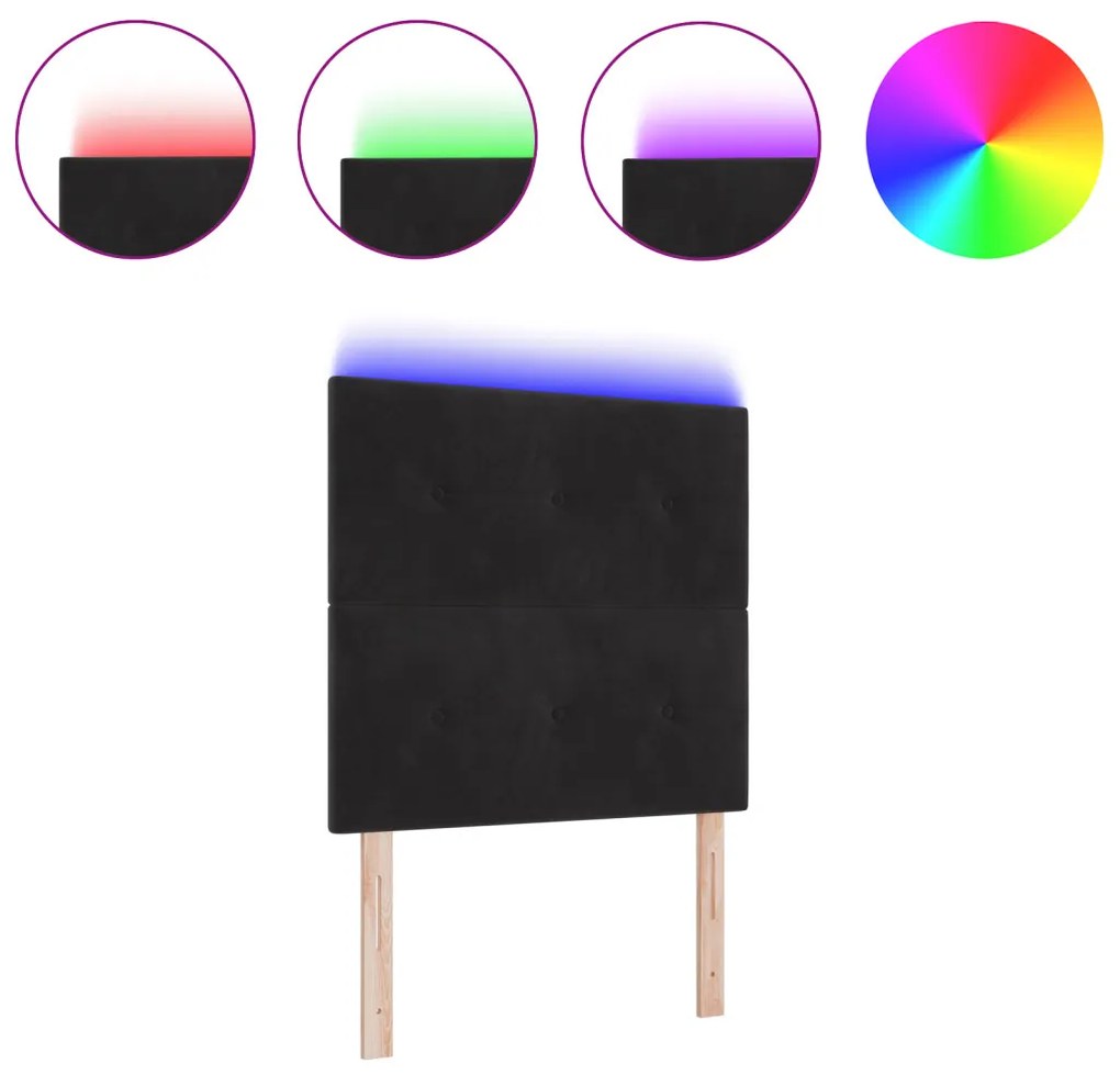 LED Fejtámla Fekete 80 cm Bársony