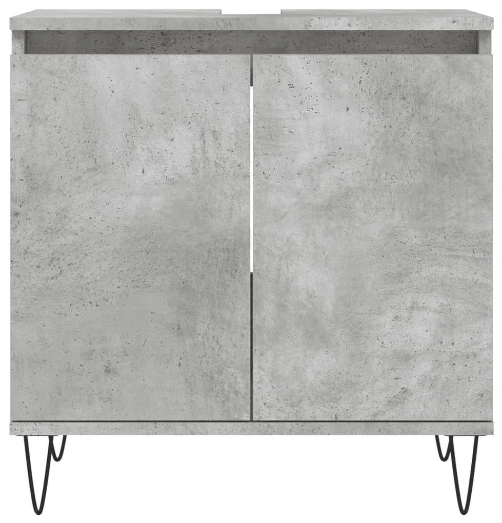 Betonszürke szerelt fa fürdőszobaszekrény 58x33x60 cm