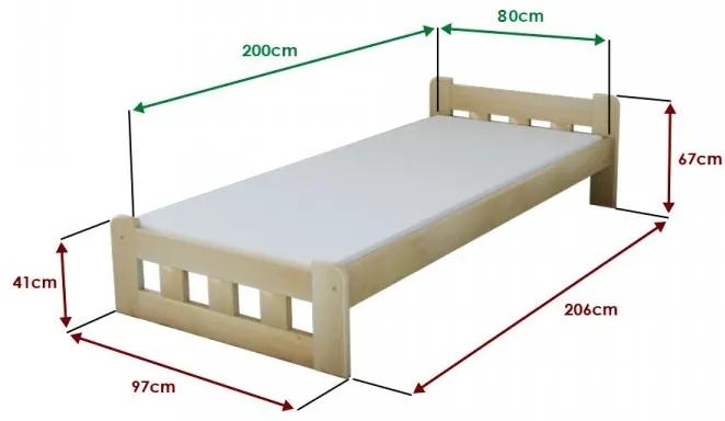 Naomi magasított ágy 80x200 cm, égerfa Ágyrács: Ágyrács nélkül, Matrac: Somnia 17 cm matrac