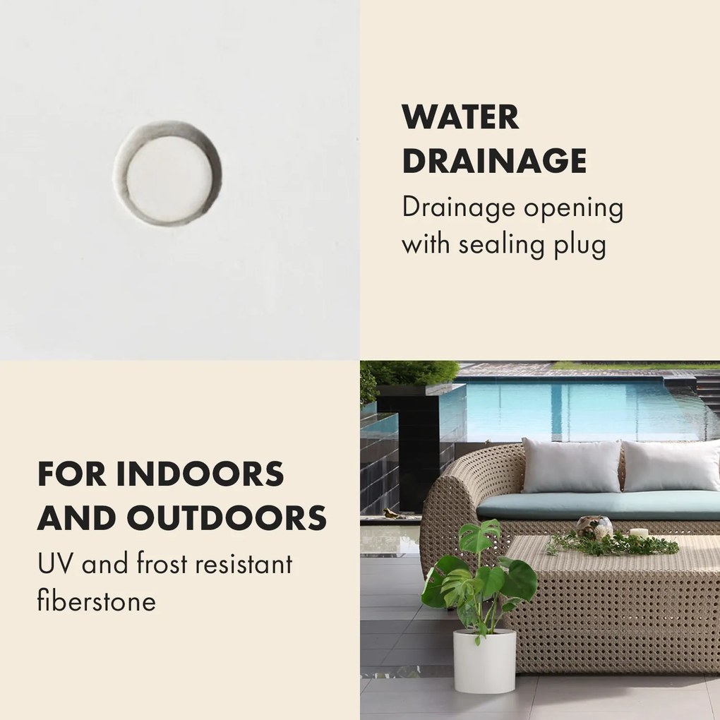 Blumfeldt Gendt, virágcserép, felső virágcserép, 3 db-os készlet, S / M / L méretek, fiberstone, beltér / kültér