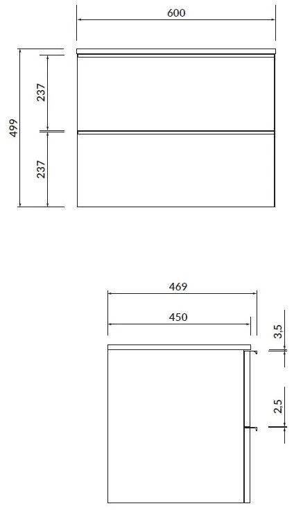 Cersanit - VIRGO akasztós szekrény a mosogató alatt pulttal 60cm, fehér-króm, S522-040