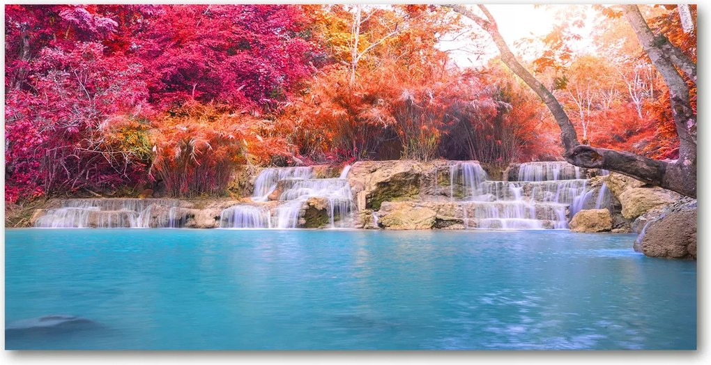 Fotó üvegkép Vízesés az erdőben 140x70