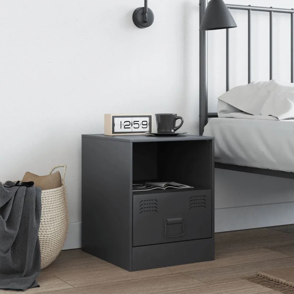vidaXL antracitszürke acél éjjeliszekrény 34,5 x 39 x 44 cm