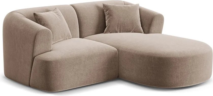 Világosbarna bársony sarokkanapé (jobb oldali-heverő résszel) Campi – Cosmopolitan Design