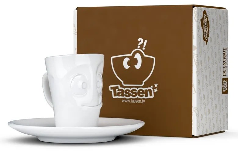 Fehér 'huncut' porcelán csésze és alátét, 80 ml - 58products