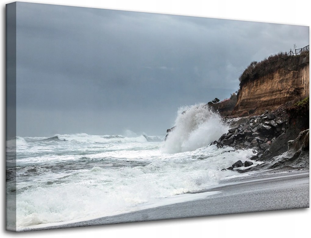 Vászonkép Természet Hullám Szikla Tengerpart 80x50 cm