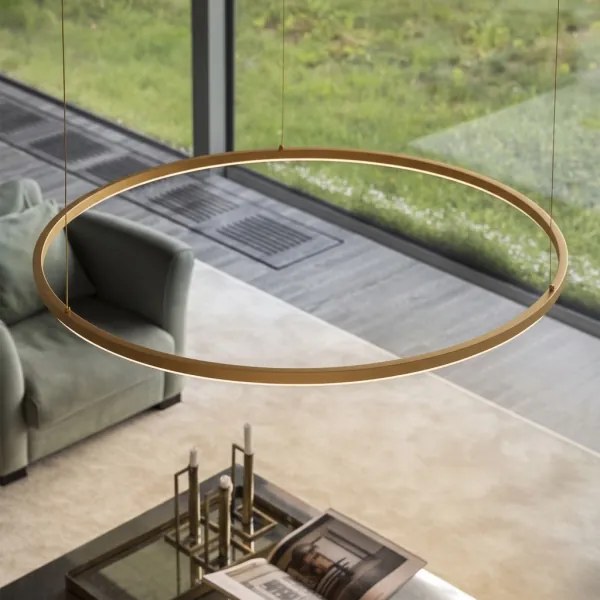 Ideal Lux - ORACLE SLIM kábelre függesztett LED csillár, 37 W, 230 V, 4000 K, Ø 70 cm, aranyszínű