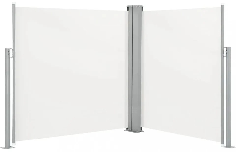 krémszínű behúzható dupla teraszi napellenző 170 x 600 cm