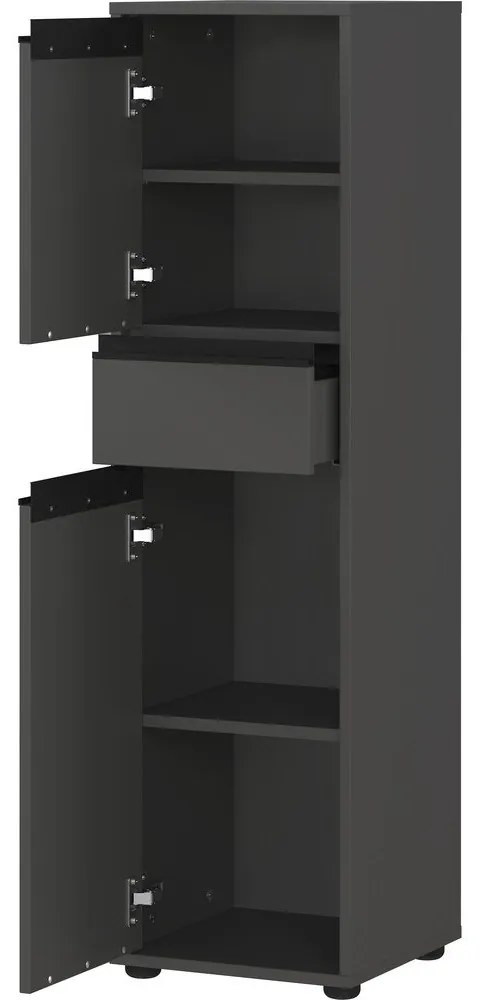 Antracitszürke magas keskeny fürdőszoba szekrény 33x121 cm Lemont – Germania