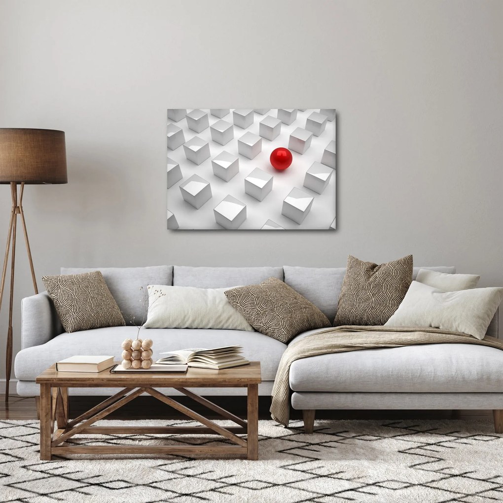 Absztrakciós kép - kocka gömbökkel (70x50 cm)