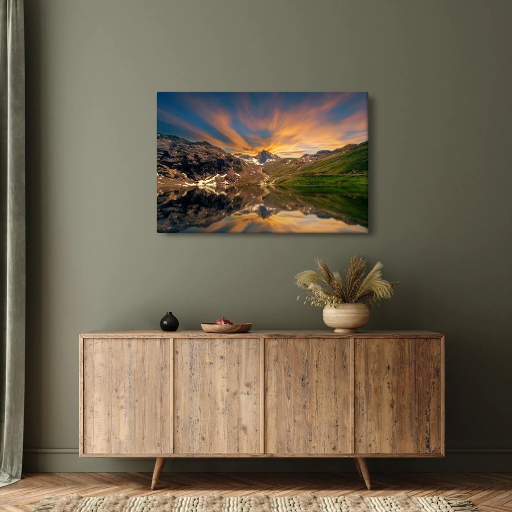 Kép - Visszaverődés a hegyi tóban (90x60 cm)