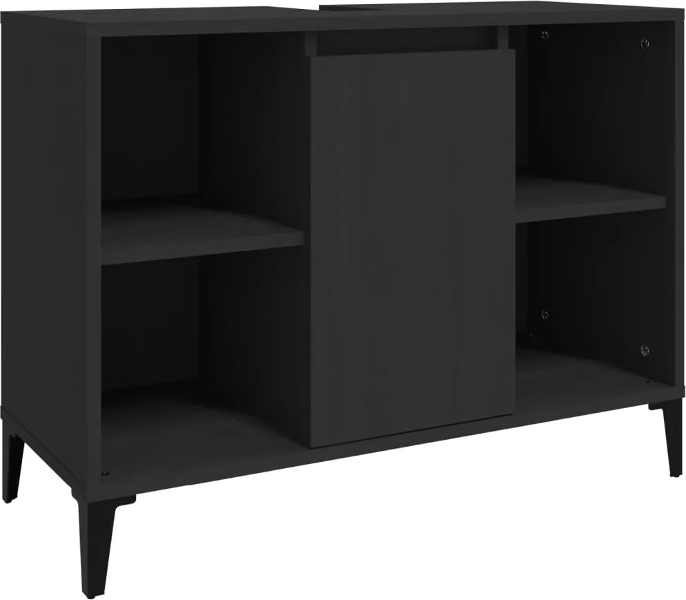 vidaXL fekete szerelt fa mosdószekrény 80 x 33 x 60 cm