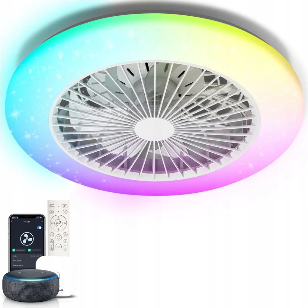 Aigostar Wifi mennyezeti ventilátor Rgbw Led világítással Ø50 cm