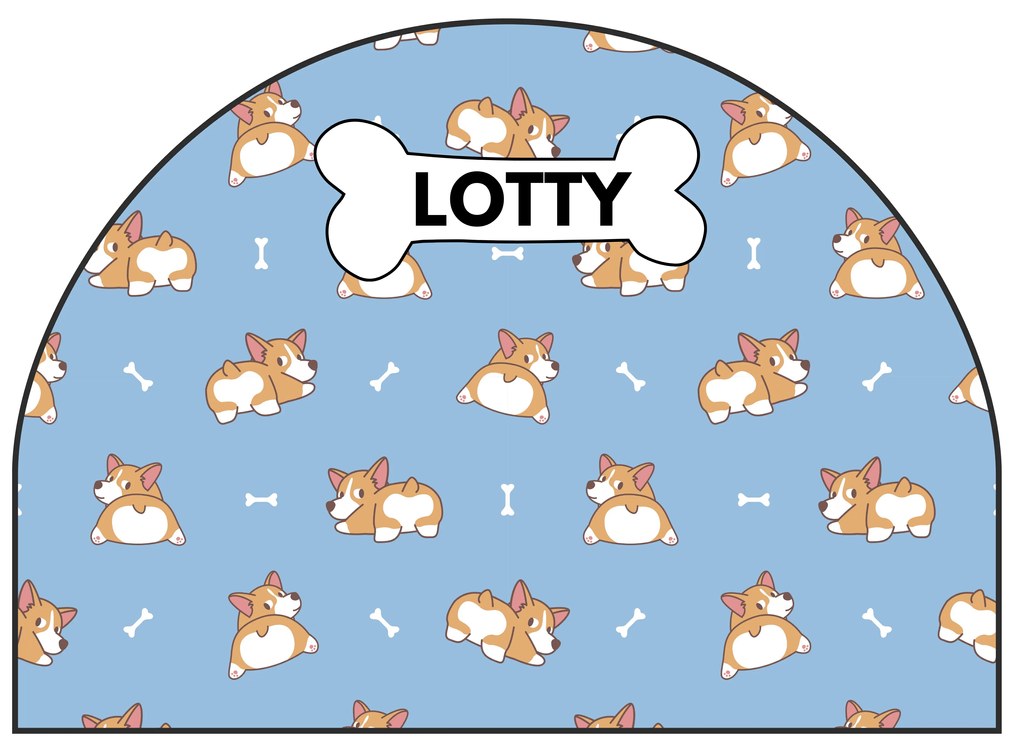 PIPPER. Védő textil falmatrica – Ív – Corgi Méret: 83x60cm, Indíték: névvel