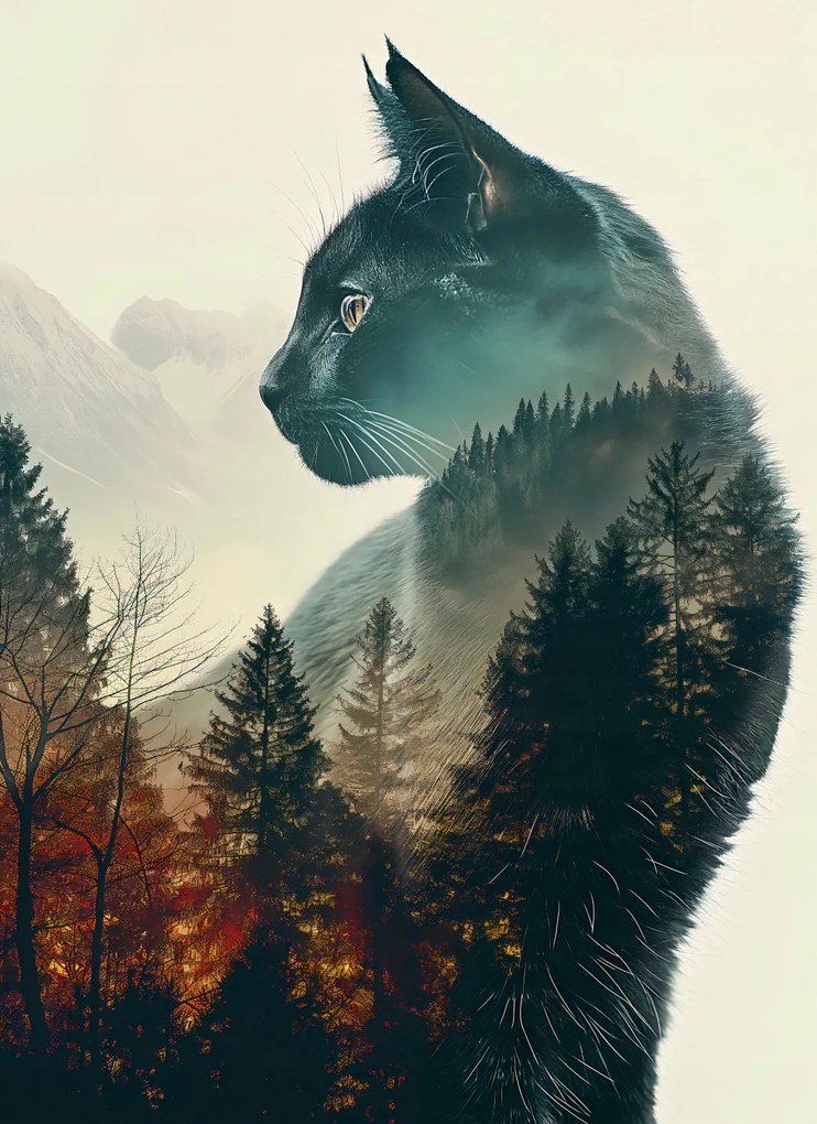 Poszter 40x55cm Macskaszellem erdő