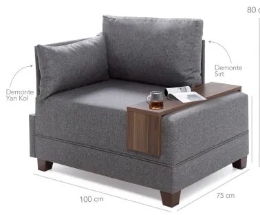 TULA szürke balos sarokfotel