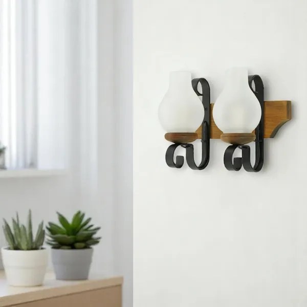 Brilagi - Fali lámpa QUEEN 2xE14/40W/230V bükkfa