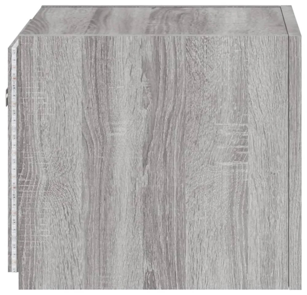 szürke sonoma színű fali TV-szekrény LED-ekkel 30,5x35x30 cm
