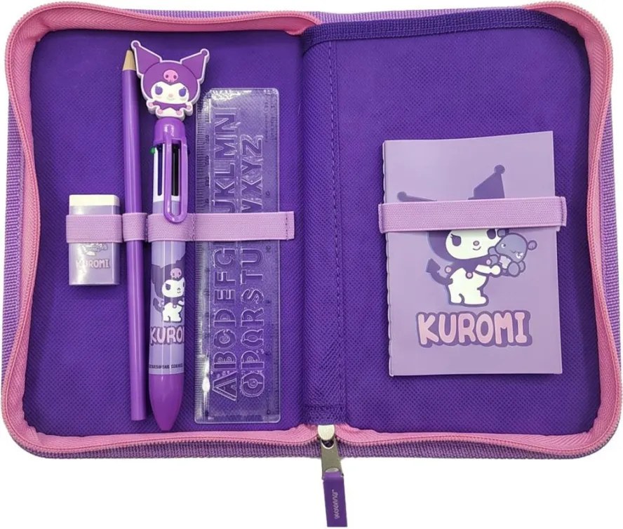 Hello Kitty Kuromi Purple plüss tolltartó töltött 2 emeletes
