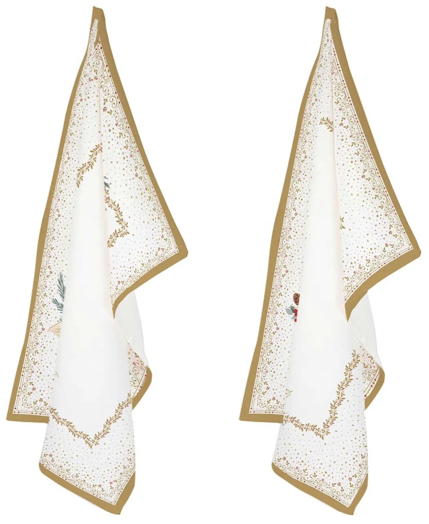 Karácsonyi mikulásvirág mintás Konyharuha szett 2 db-os 50x70 cm pamut White Elegance