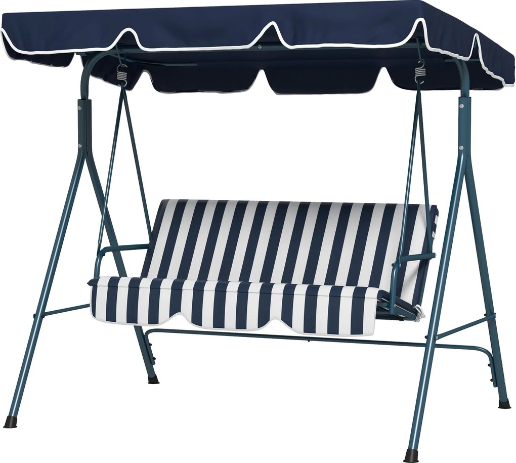 Outsunny Hollywood Hinta 3 Személyes Kerti Hinta Állítható Tetővel, Vízhatlan Hinta Pad 240 kg Terhelhetőséggel, Kerthez, Erkélyhez, Kék | Aosom