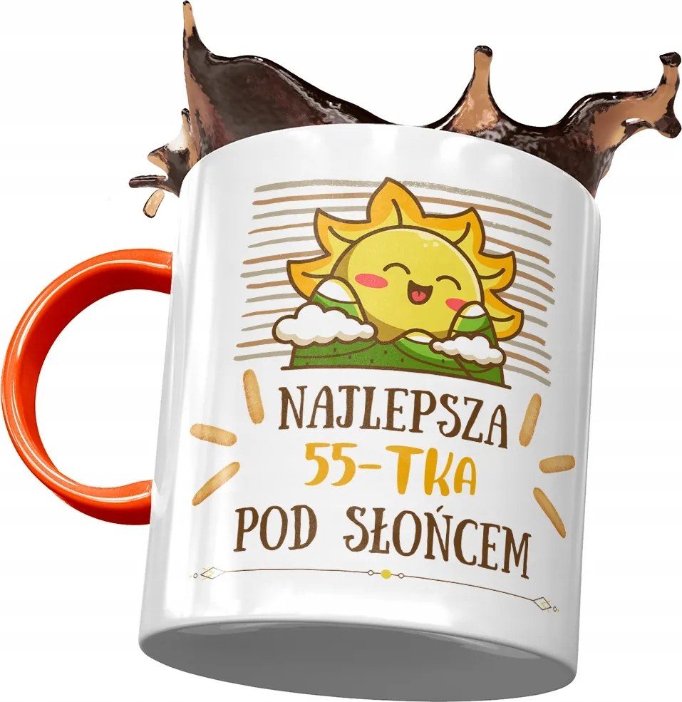 Narancssárga bögre Születésnapra 55 55-es 55-ös, fényképes nyomattal