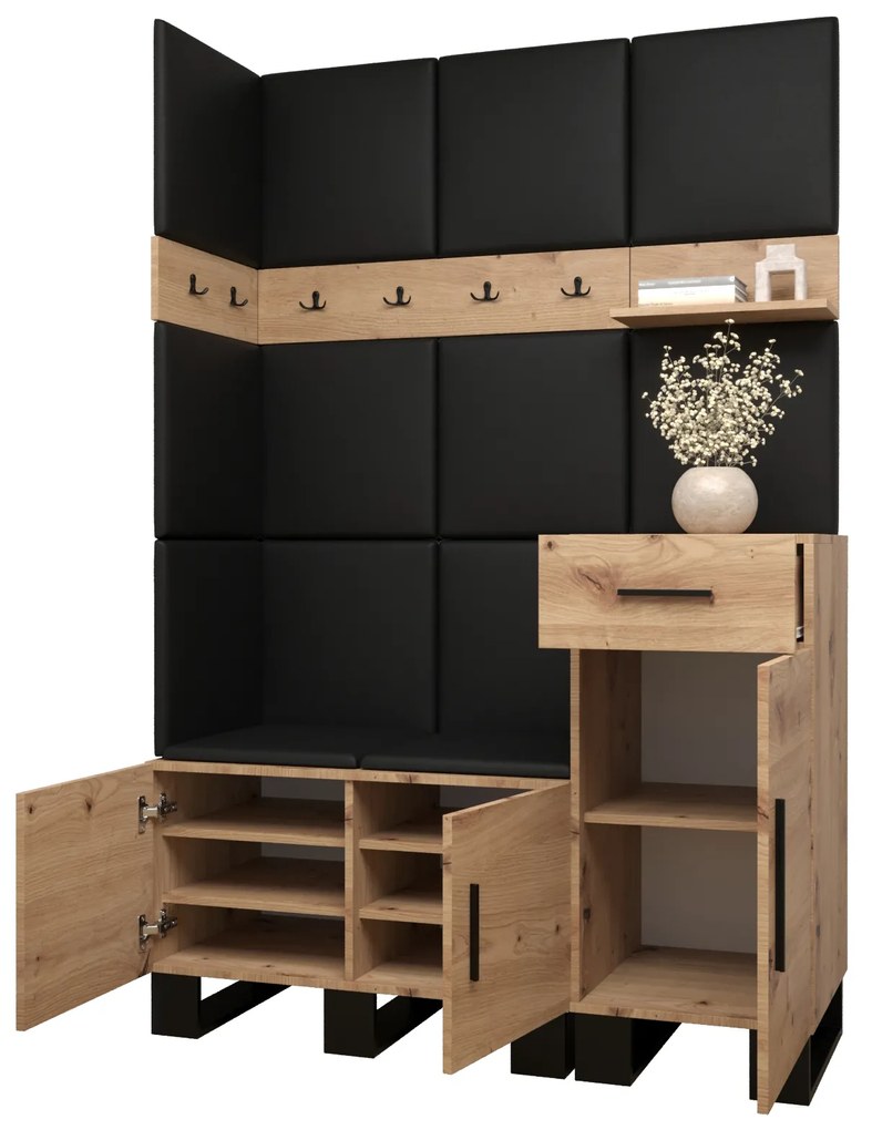 Előszobabútor Amanda 10 (artisan tölgy + rózsaszín). 1085939
