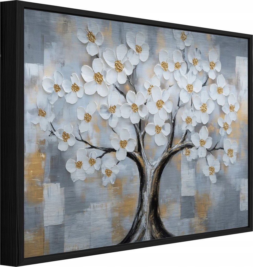 Fém Kép Fekete Keretben Fehér Fa Loft Fürdőszoba Konyha 120x80