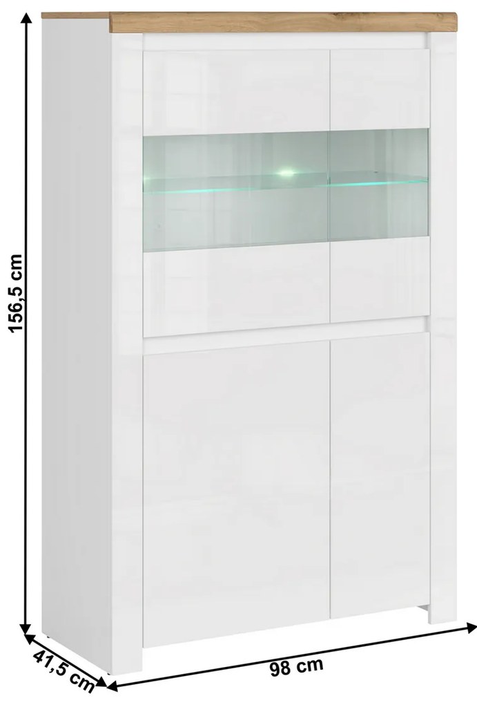 VILGO 2D2W szekrény, fényes fehér