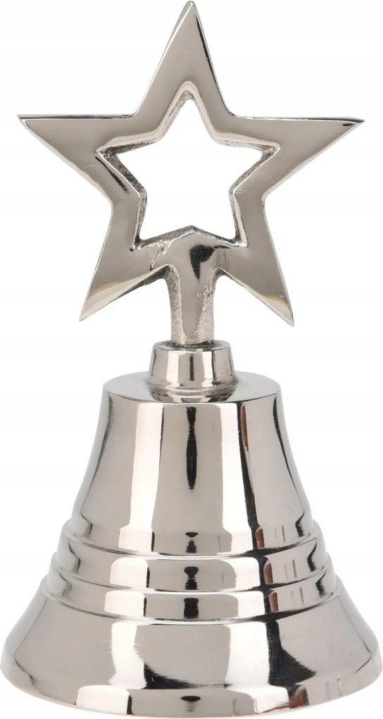 Ezüst karácsonyi csengő 10cm, csillag