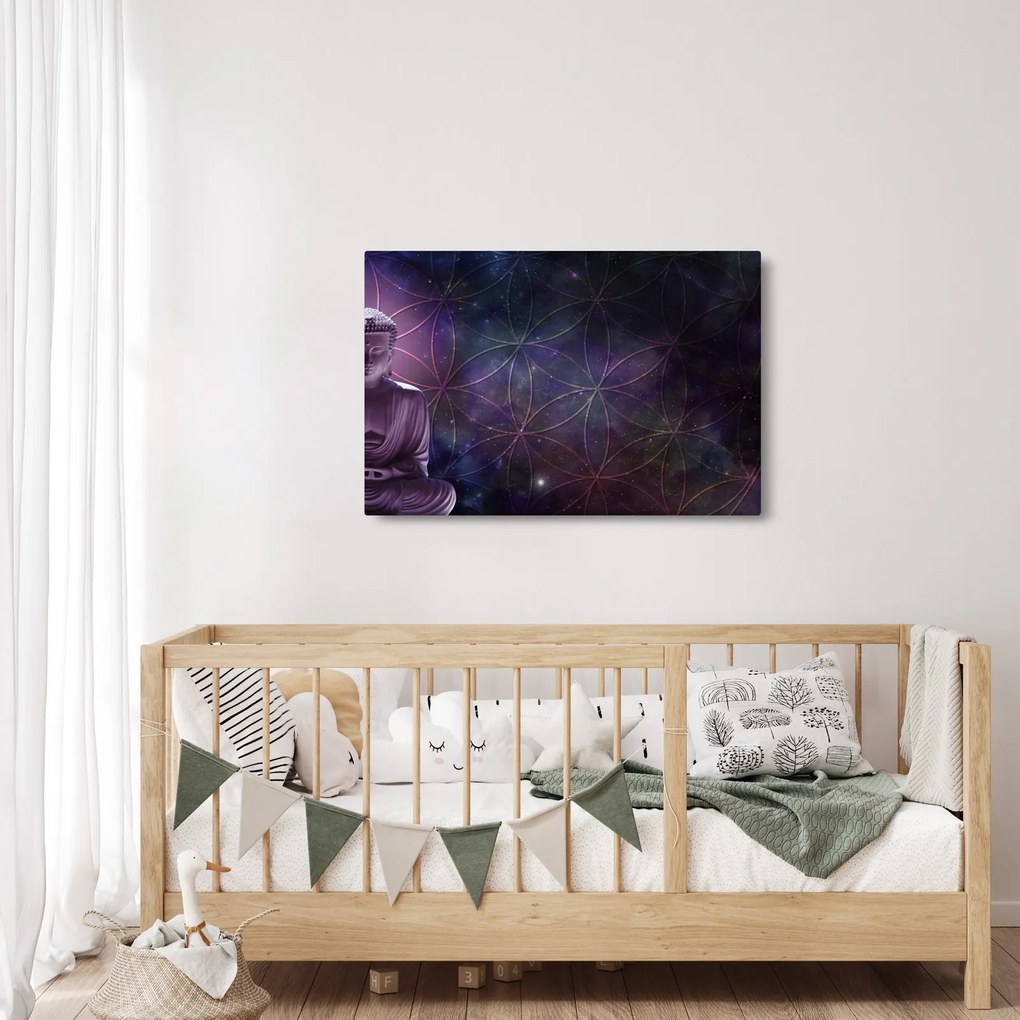 Kép - Buddha az élet virágaival (90x60 cm)