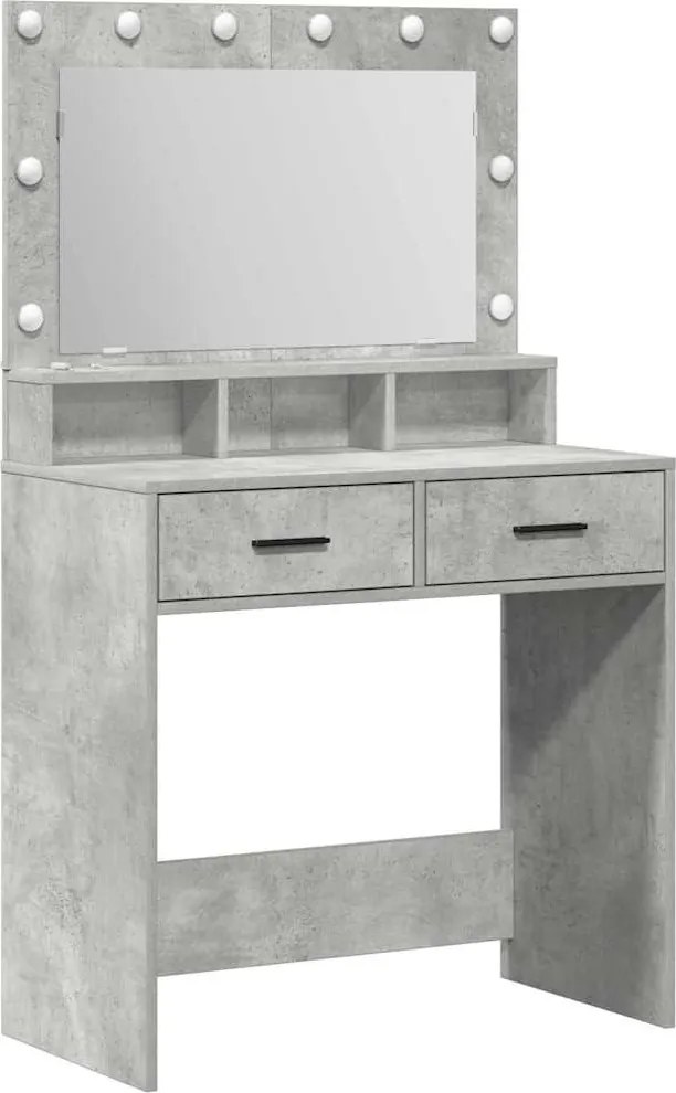vidaXL Öltözködőasztal fiókkal Beton Szürke 79 x 41 x 135 cm Faanyag