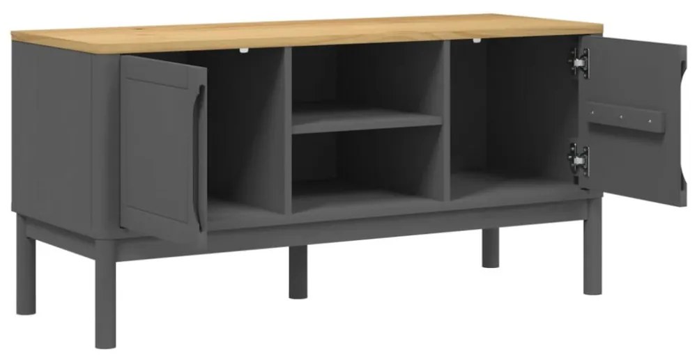 FLORO szürke tömör fenyőfa TV-szekrény 114 x 43 x 55 cm