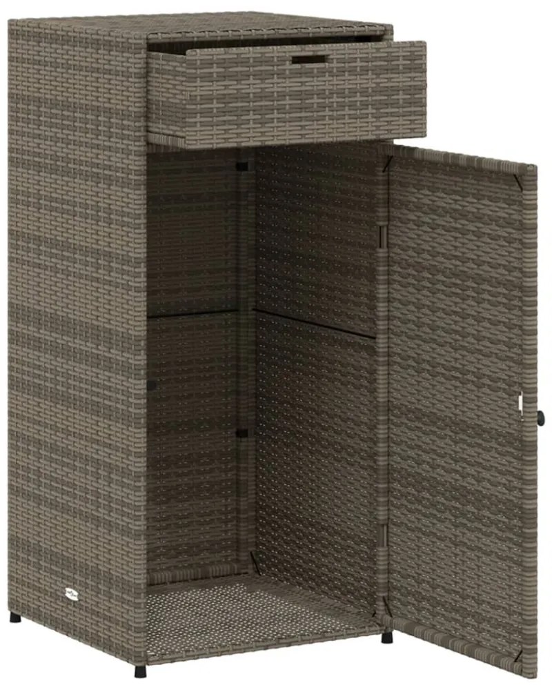 szürke polyrattan kerti tárolószekrény 55 x 55 x 111 cm