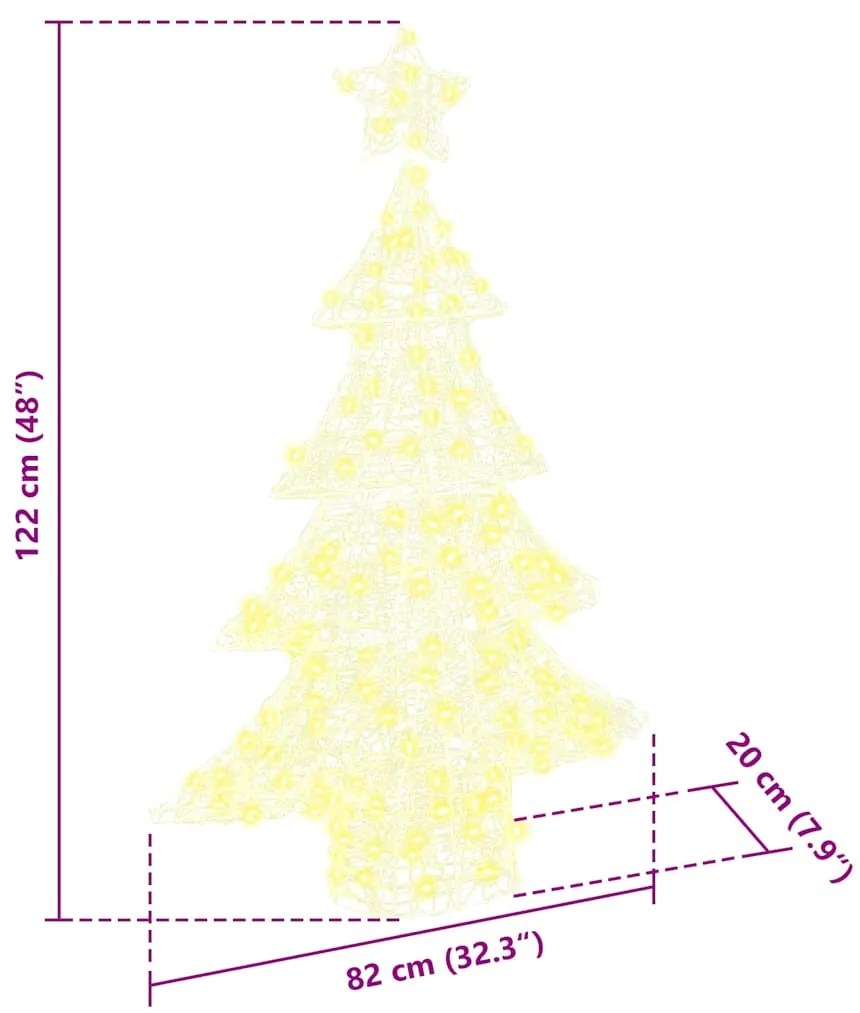 Karácsonyfa 100 LED-del Meleg fehér 120 cm Akril