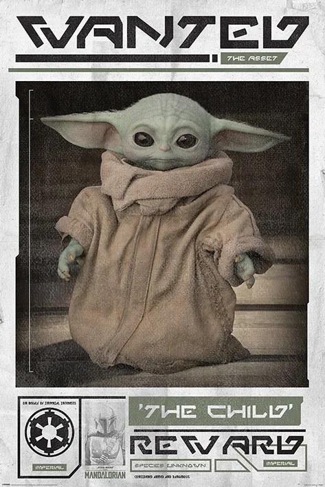 Plakát Star Wars: The Mandalorian - Wanted The Child (Baby Yoda)