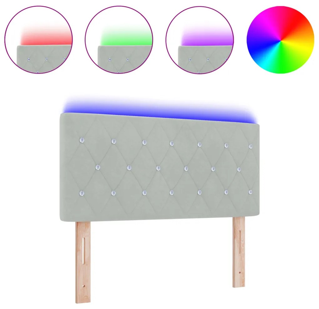 LED Fejvég Kristálygombos Tűzött Világosszürke 90 cm Velúr